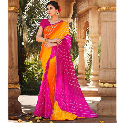 "Fancy Silk Saree Seymore Kesaria -11366 - Click here to View more details about this Product